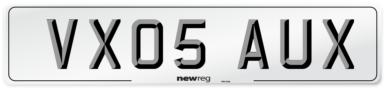 VX05 AUX Number Plate from New Reg